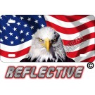 Wavy American Flag With Eagle Reflective Metal License Plate