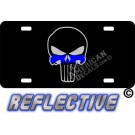 Thin Blue Line Punisher Reflective Metal License Plate