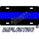 Thin Blue Line Reflective Metal License Plate