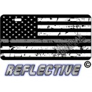 Thin Gray Line Distressed Tactical Flag Forward Facing Reflective Metal License Plate