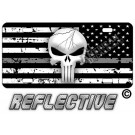 Punisher Thin Gray Line Distressed Tactical Flag Reverse Facing License Plate