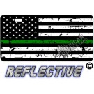 Thin Green Line Distressed Tactical Flag Forward Facing Metal License Plate