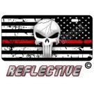 Punisher Thin Red Line Distressed Tactical Flag Reverse Facing License Plate