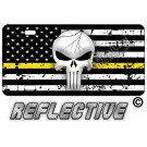 Punisher Thin Yellow Line Distressed Tactical Flag Forward Facing Plate
